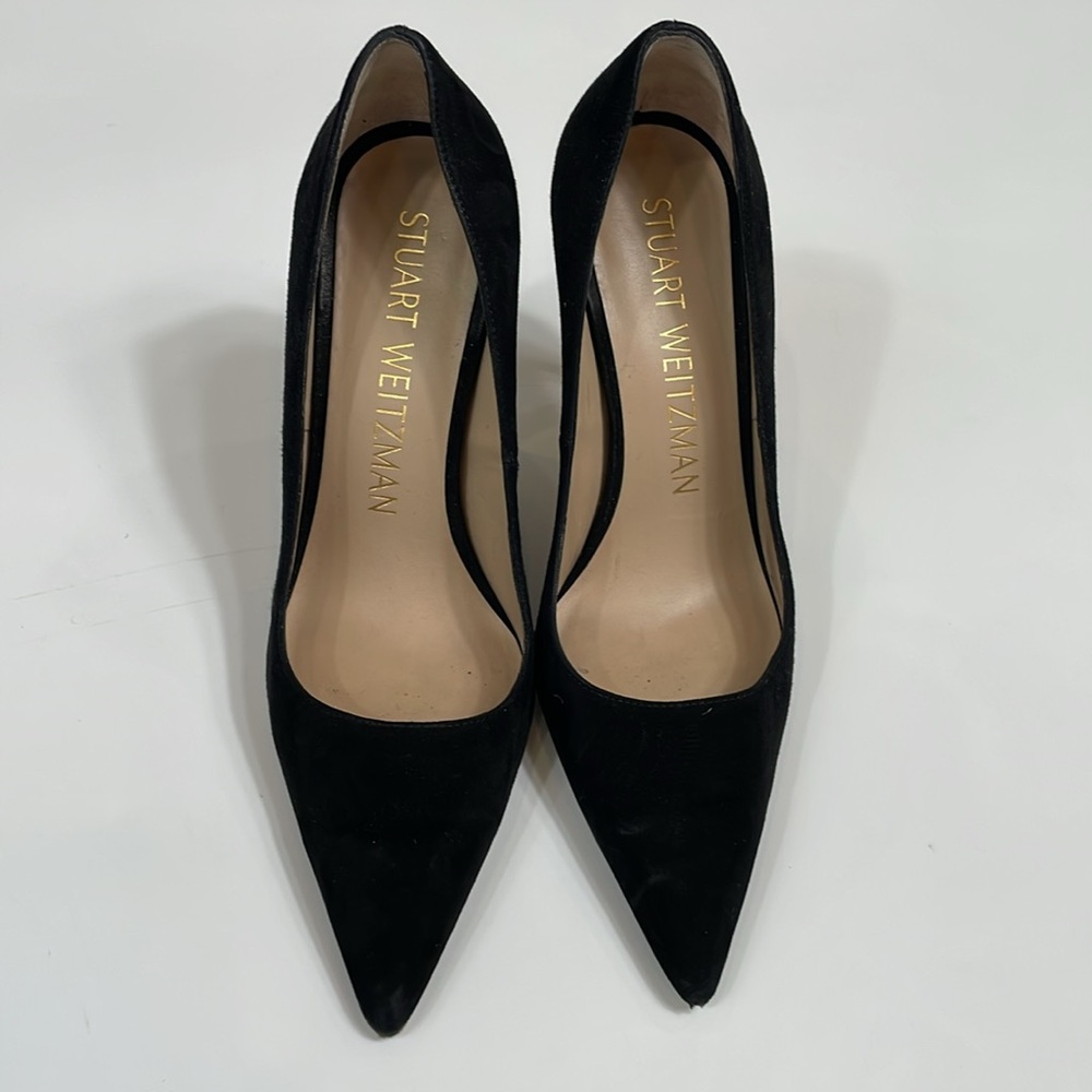 Stuart Weitzman Black Suede Stiletto Pumps Size 8.5 - Picture 5 of 12